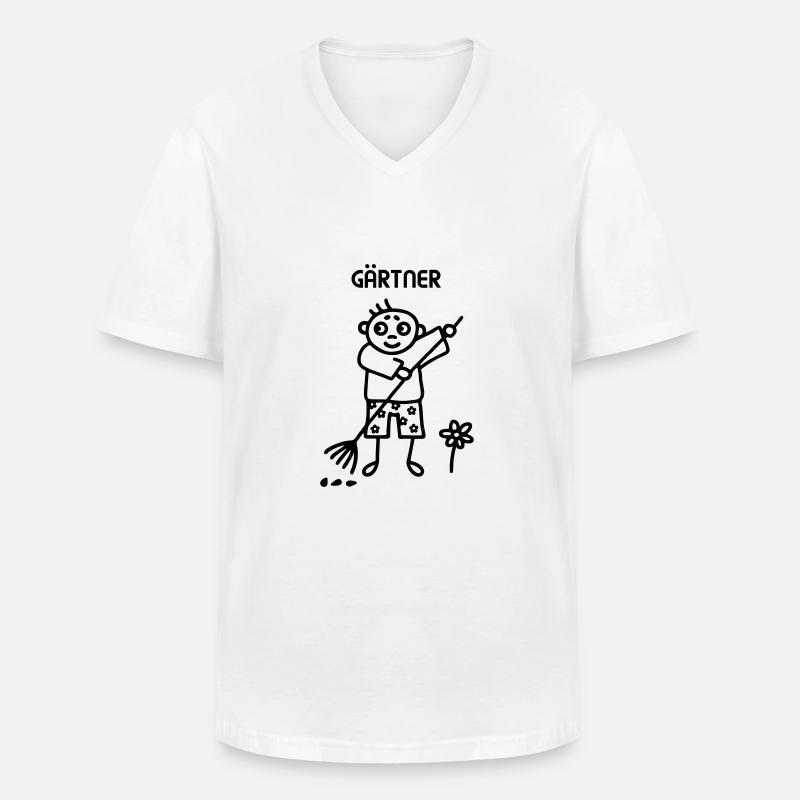 Gärtner - Gartenarbeit - Männer-T-Shirt mit V-Ausschnitt - Weiß