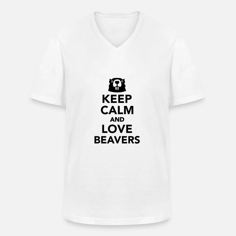 Biber - Männer-T-Shirt mit V-Ausschnitt - Weiß