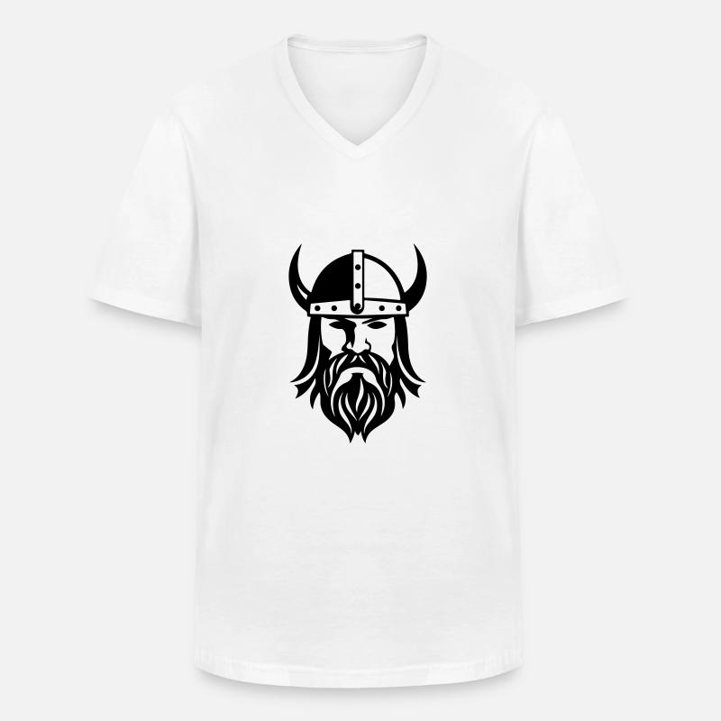 Wikinger Kopf Krieger Valhalla Odin - Männer-T-Shirt mit V-Ausschnitt - Weiß