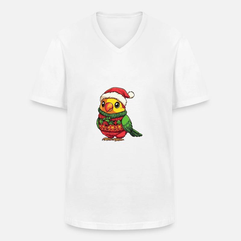 Parrot Christmas Comic - Men's V-Neck T-Shirt - white
