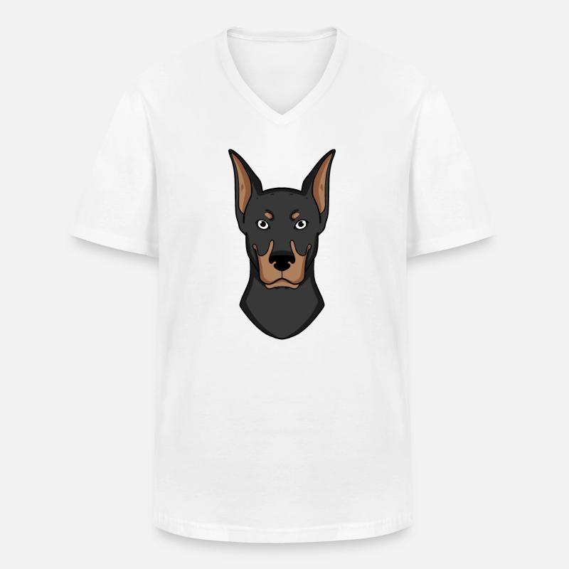 Dobermann Kopf Hund Hundebesitzer Geschenk - Männer-T-Shirt mit V-Ausschnitt - Weiß