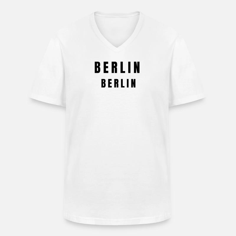 Berlin⁠ Berlin - Männer-T-Shirt mit V-Ausschnitt - Weiß
