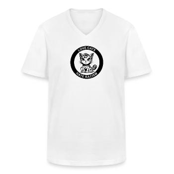 LOVE CATS HATE RACISM - Männer-T-Shirt mit V-Ausschnitt - Weiß - Vorne - AI Model Male 185 light (185cm)