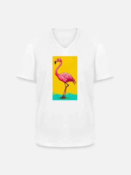 Flamant - T-shirt col V Homme - blanc
