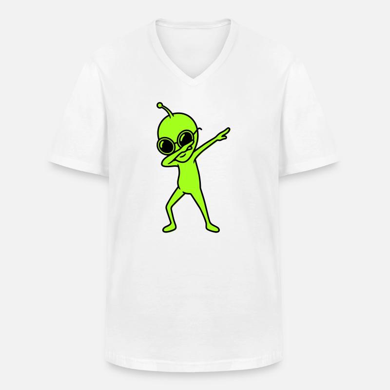 Alien Dab - Männer-T-Shirt mit V-Ausschnitt - Weiß