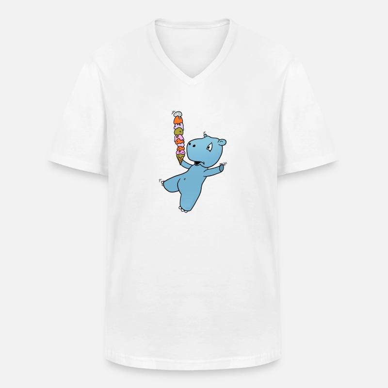 Nilpferd Eis - Männer-T-Shirt mit V-Ausschnitt - Weiß