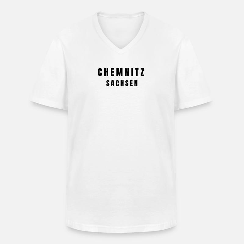 Chemnitz⁠ Sachsen - Männer-T-Shirt mit V-Ausschnitt - Weiß