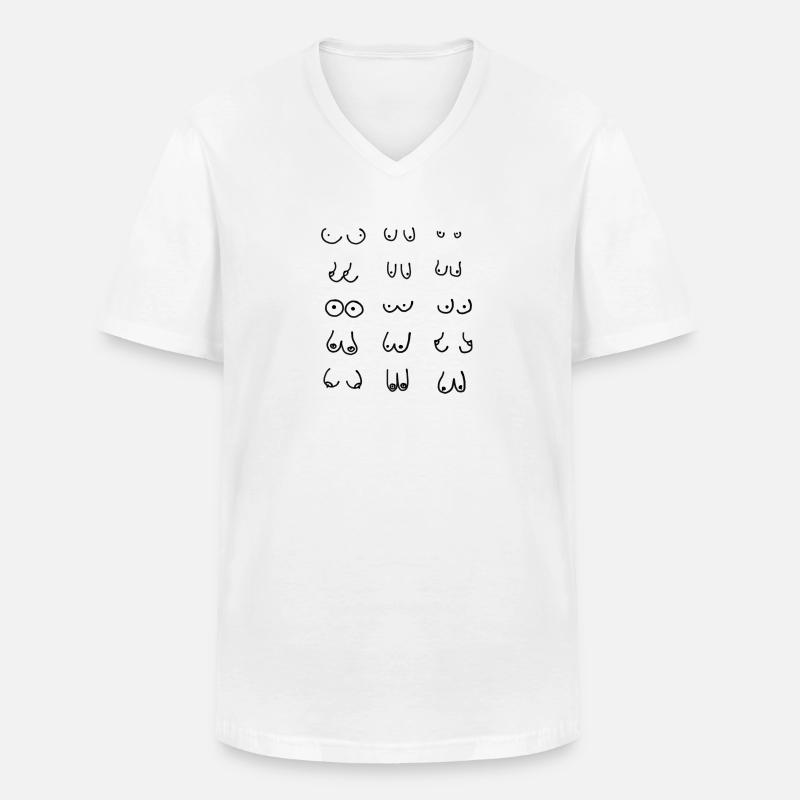 Brüste - Männer-T-Shirt mit V-Ausschnitt - Weiß