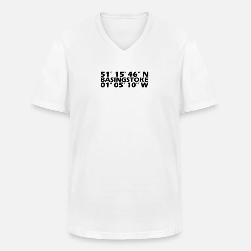 Basingstoke Koordinaten - Männer-T-Shirt mit V-Ausschnitt - Weiß