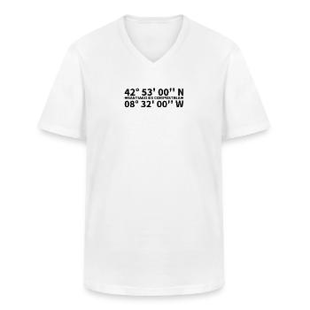Coordonnées de Saint-Jacques-de-Compostelle - T-shirt col V Homme - blanc - Devant - AI Model Male 185 light (185cm)