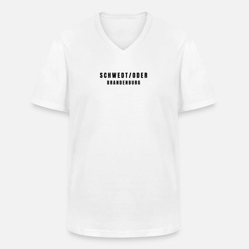 Schwedt/Oder Brandenburg - Männer-T-Shirt mit V-Ausschnitt - Weiß