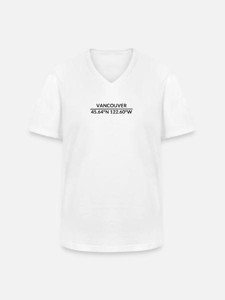 Vancouver, Washington, USA Coordinates - Men's V-Neck T-Shirt - white
