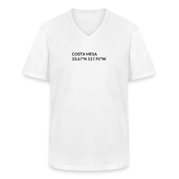 Costa Mesa, California, USA Coordinates - Men's V-Neck T-Shirt - white - Front - AI Model Male 185 light (185cm)
