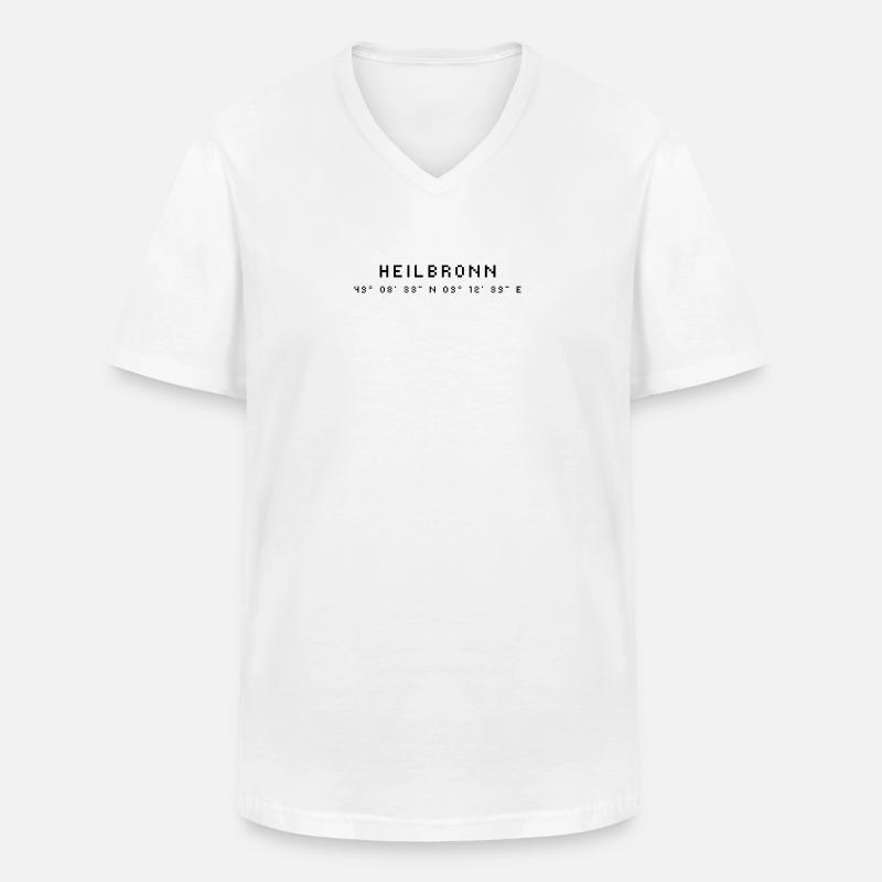 Heilbronn Koordinaten - Männer-T-Shirt mit V-Ausschnitt - Weiß