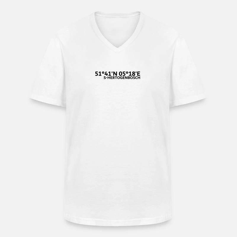 s-Hertogenbosch Koordinaten - Männer-T-Shirt mit V-Ausschnitt - Weiß