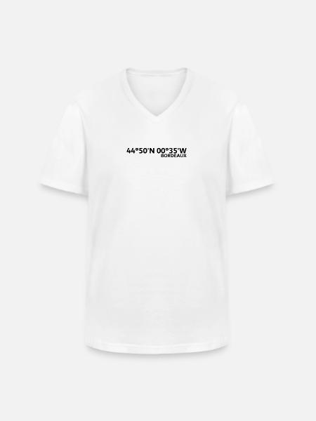 Coordonnées de Bordeaux - T-shirt col V Homme - blanc