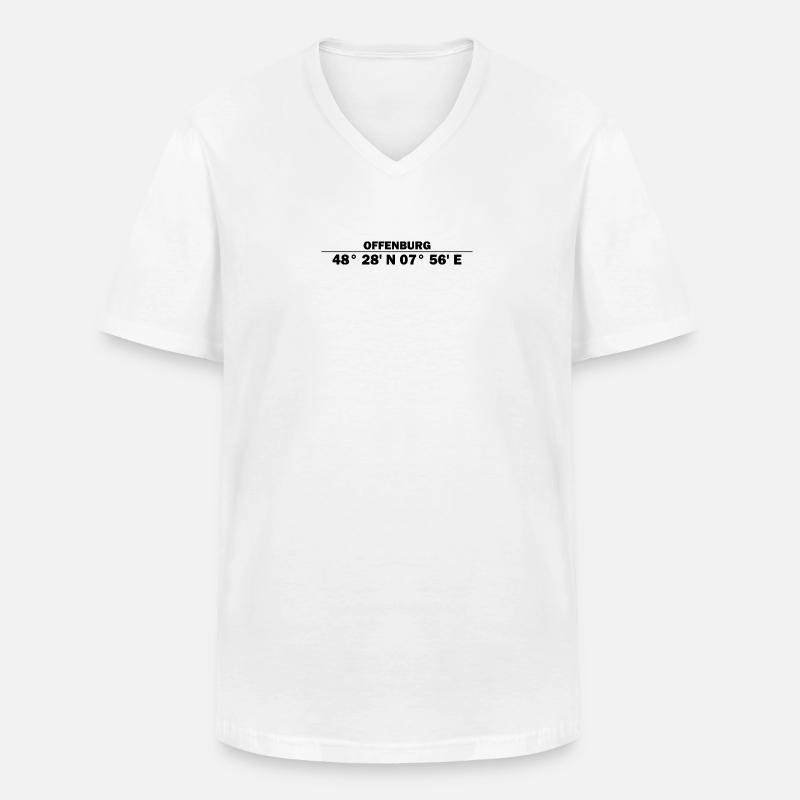 Offenburg Koordinaten - Männer-T-Shirt mit V-Ausschnitt - Weiß