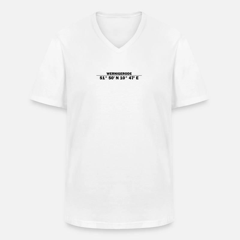 Wernigerode Koordinaten - Männer-T-Shirt mit V-Ausschnitt - Weiß