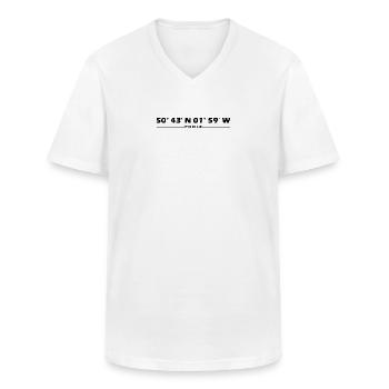 Poole Koordinaten - Männer-T-Shirt mit V-Ausschnitt - Weiß - Vorne - AI Model Male 185 light (185cm)