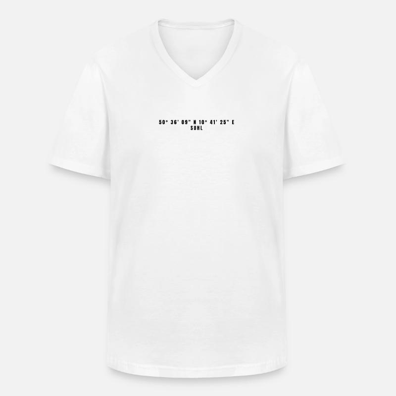 Coordonnées Suhl Thuringia - T-shirt col V Homme - blanc