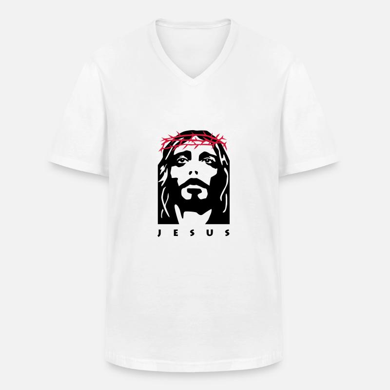 jesus - Männer-T-Shirt mit V-Ausschnitt - Weiß