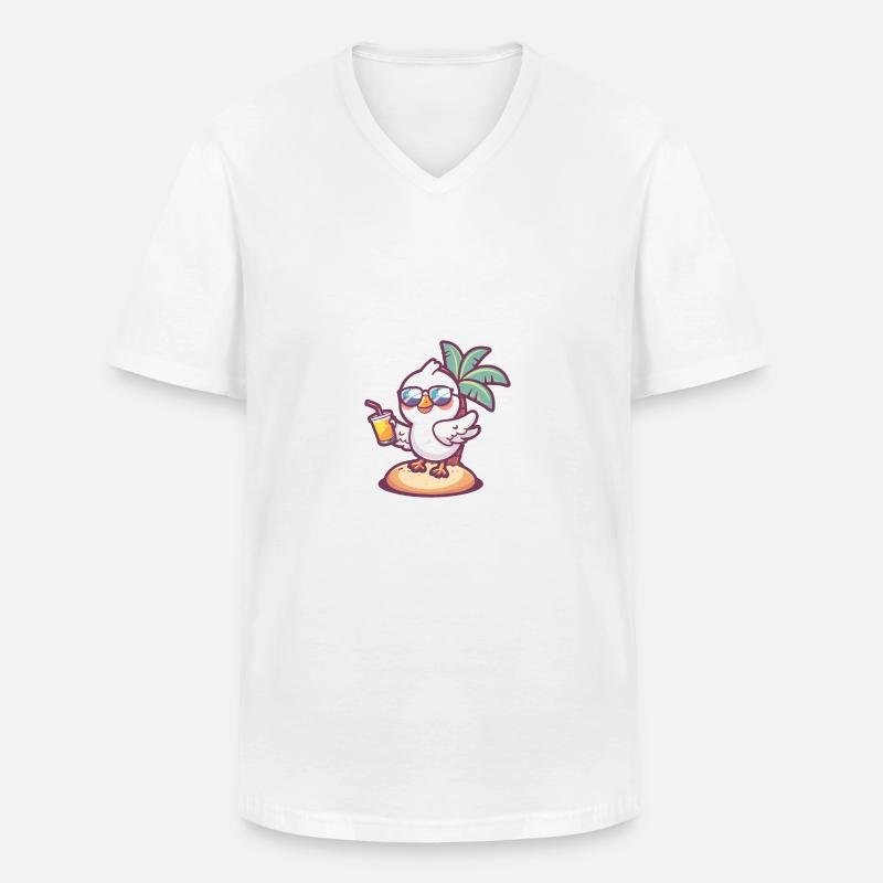 Taube Vogel Sommer Strand Comic - Männer-T-Shirt mit V-Ausschnitt - Weiß