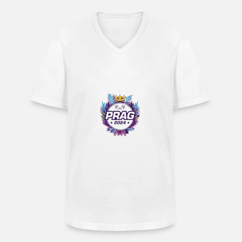 Prag 2024 - Männer-T-Shirt mit V-Ausschnitt - Weiß