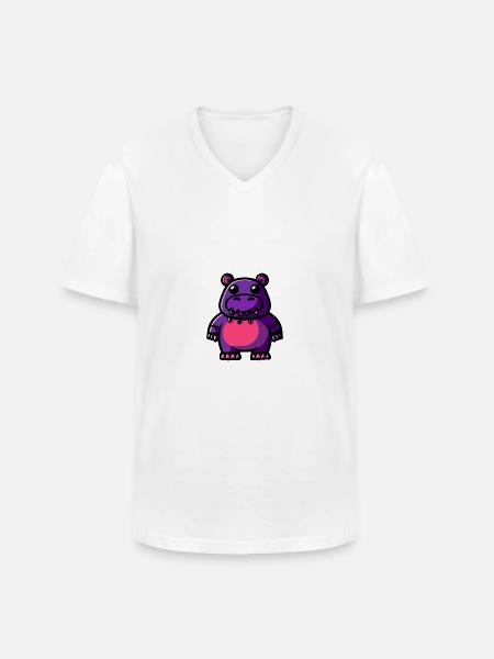 Hippopotamus Halloween Animal - Men's V-Neck T-Shirt - white
