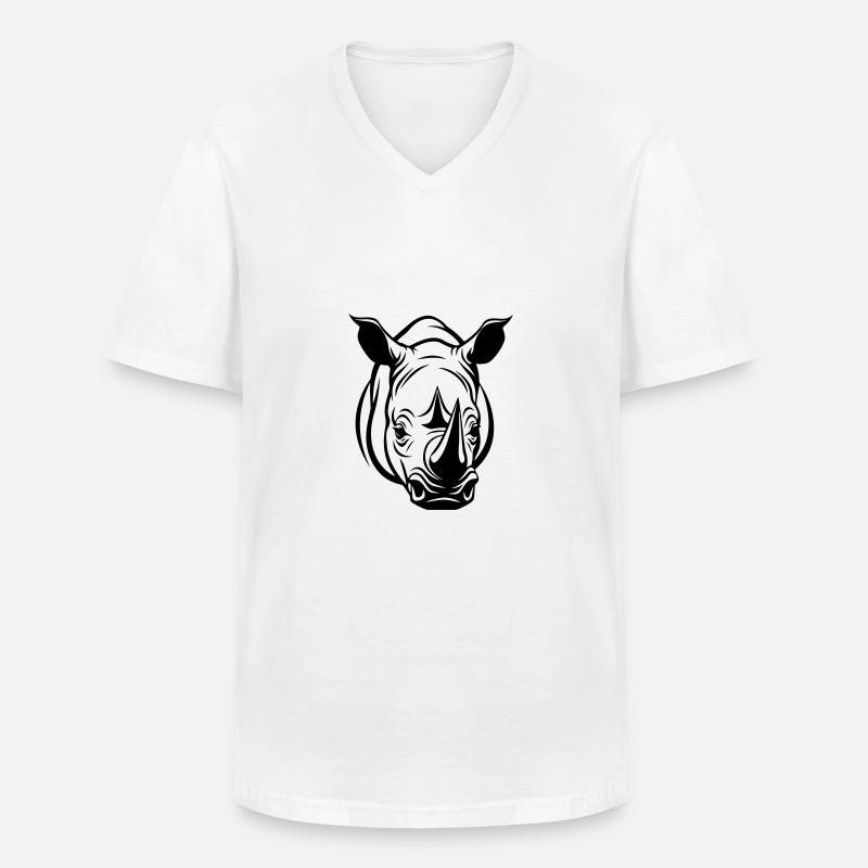 Nashorn Kopf - Männer-T-Shirt mit V-Ausschnitt - Weiß