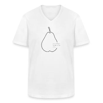 Birnenweisheit black - Männer-T-Shirt mit V-Ausschnitt - Weiß - Vorne - AI Model Male 185 light (185cm)
