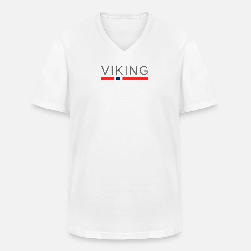 Wikinger Norwegen - Männer-T-Shirt mit V-Ausschnitt - Weiß