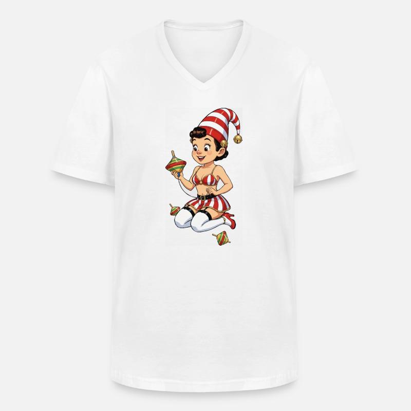 Leprechaun-Mädchen mit Kreisel - Männer-T-Shirt mit V-Ausschnitt - Weiß