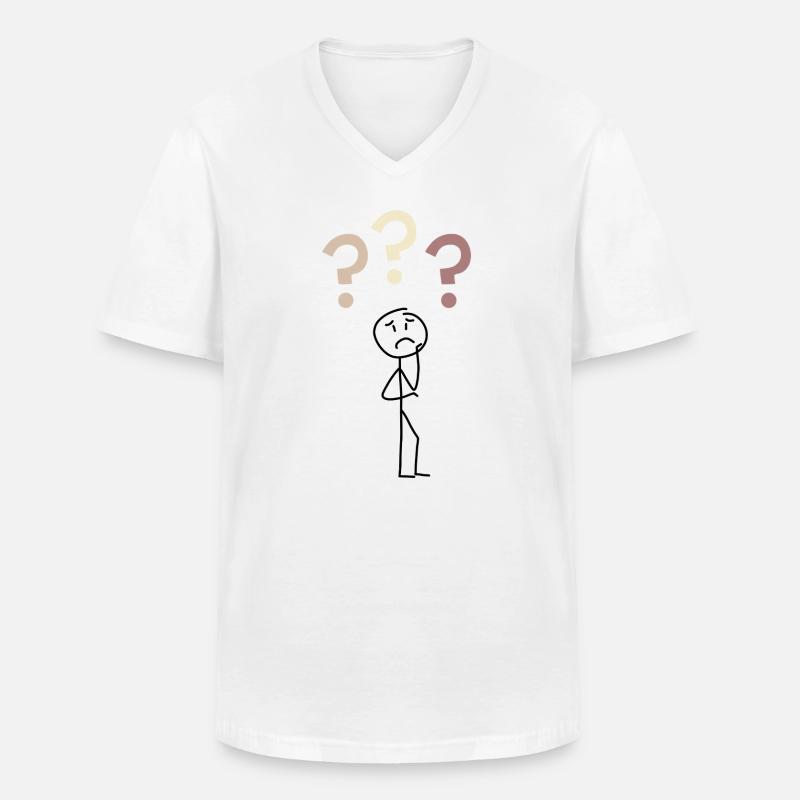 Three Question Marks – Minimal Mystery Design - Männer-T-Shirt mit V-Ausschnitt - Weiß