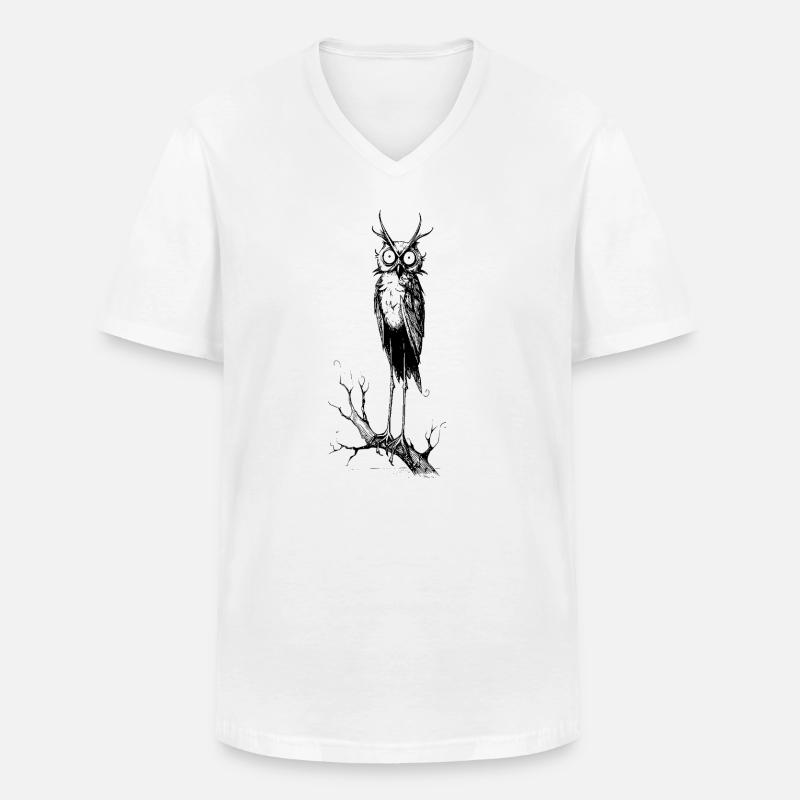 Gothic-Eule - Männer-T-Shirt mit V-Ausschnitt - Weiß