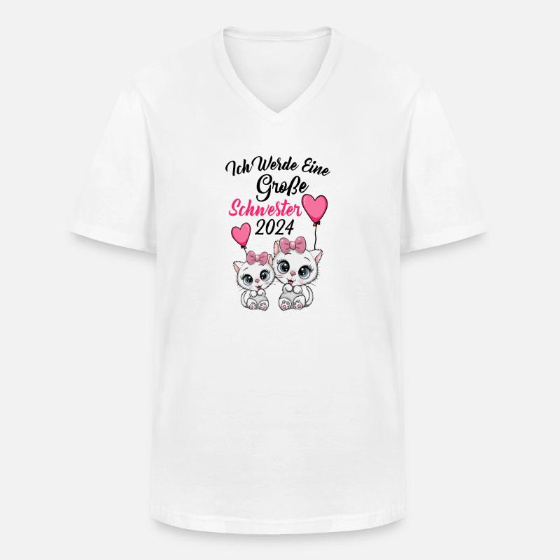 Große Schwester 2024 - Männer-T-Shirt mit V-Ausschnitt - Weiß