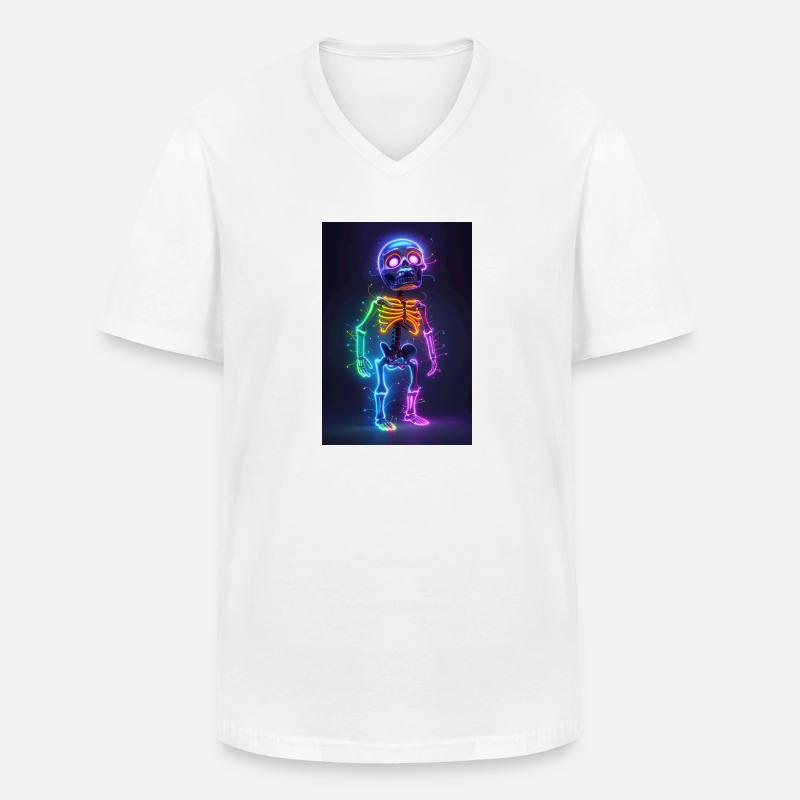 Neon Skelett | AI - Männer-T-Shirt mit V-Ausschnitt - Weiß