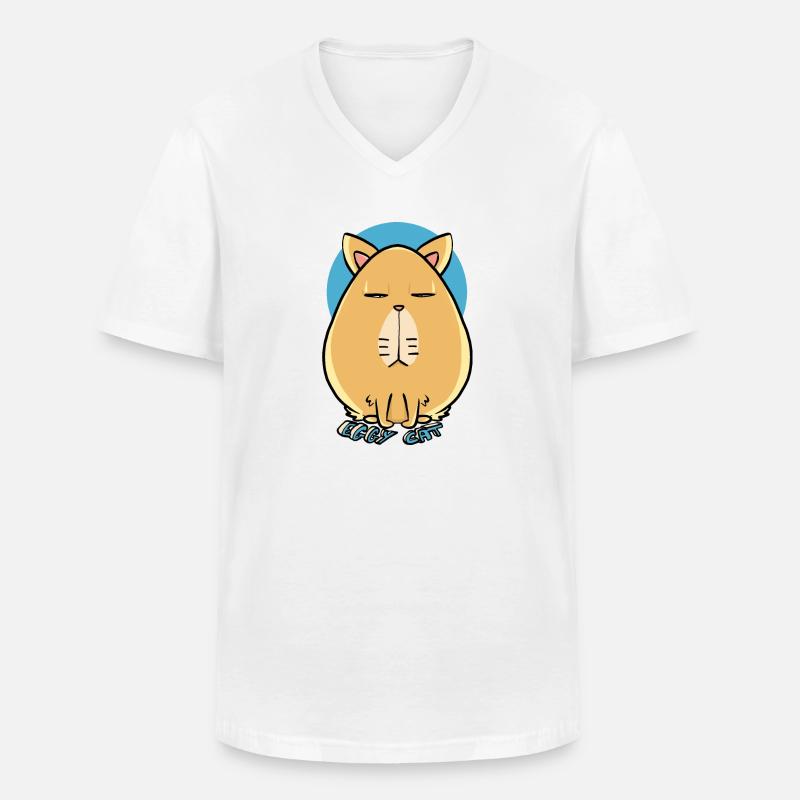 Eggy Katze - Männer-T-Shirt mit V-Ausschnitt - Weiß