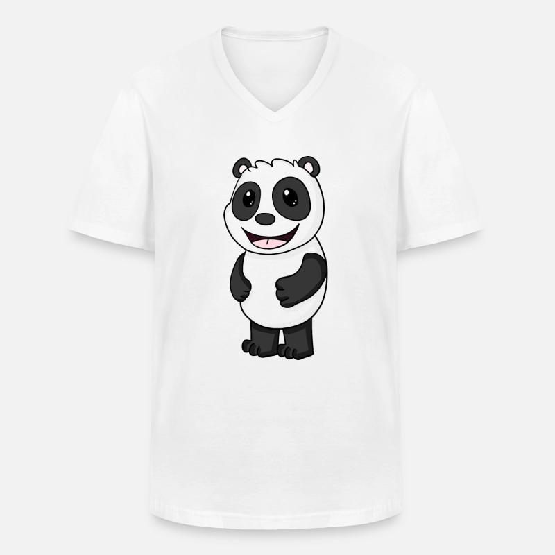 Panda Bär Niedlich - Männer-T-Shirt mit V-Ausschnitt - Weiß