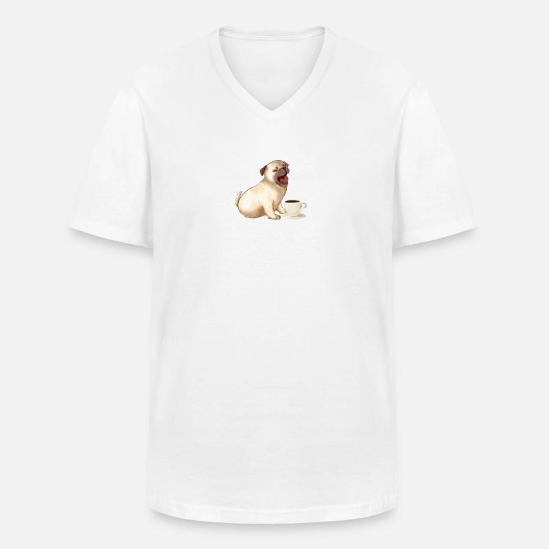Möpse - Männer-T-Shirt mit V-Ausschnitt - Weiß