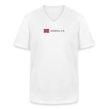 Aurores boréales en Norvège - T-shirt col V Homme - blanc - Devant - AI Model Male 185 light (185cm)