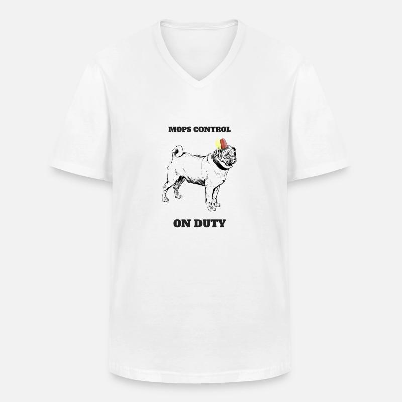 MOPS CONTROL - Männer-T-Shirt mit V-Ausschnitt - Weiß