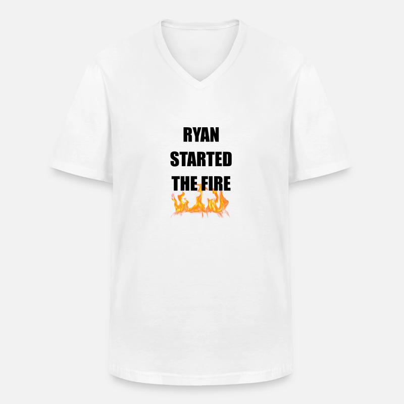 ryan das Feuer - Männer-T-Shirt mit V-Ausschnitt - Weiß