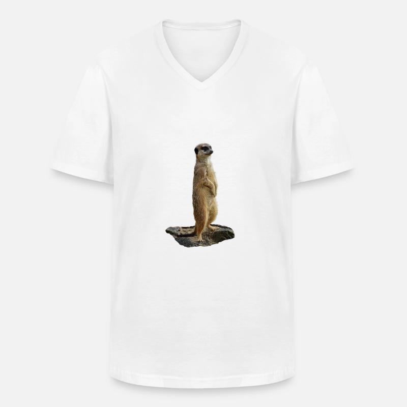 Erdmännchen auf einem Fels - Männer-T-Shirt mit V-Ausschnitt - Weiß