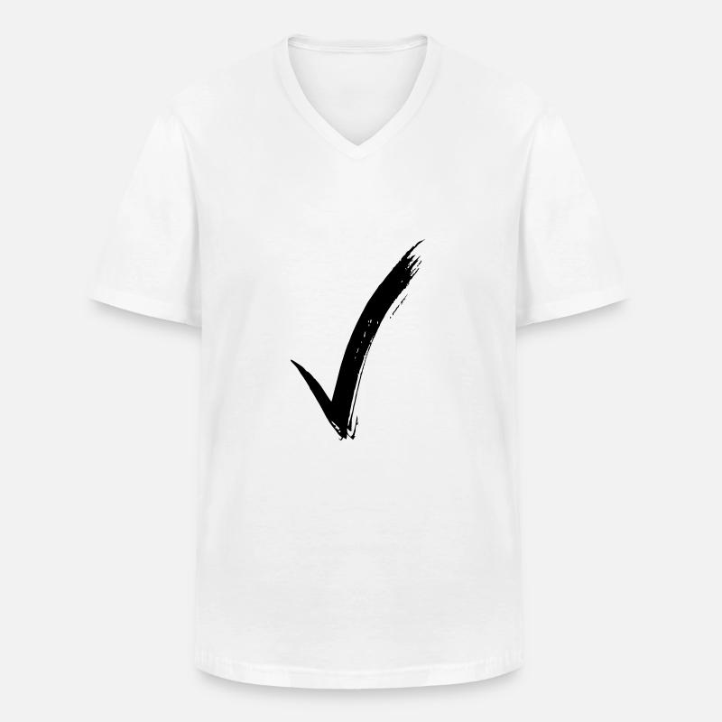 check - Männer-T-Shirt mit V-Ausschnitt - Weiß