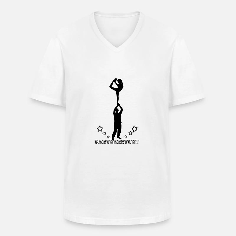 Partnerstunt - Männer-T-Shirt mit V-Ausschnitt - Weiß