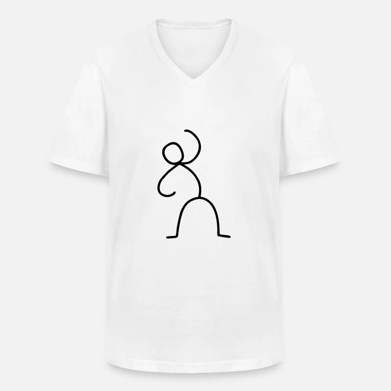 Strichmännchen in Aktion - Männer-T-Shirt mit V-Ausschnitt - Weiß
