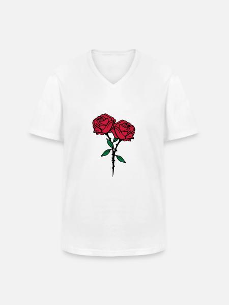 roses flowers - Männer-T-Shirt mit V-Ausschnitt - Weiß