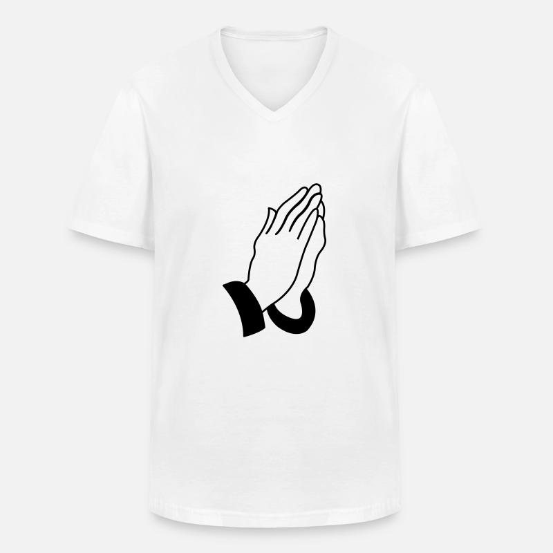 praying_hands_001 - Männer-T-Shirt mit V-Ausschnitt - Weiß