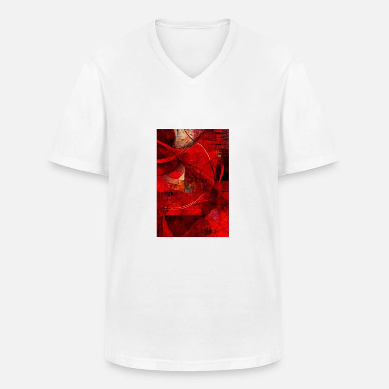 Fabric red pattern abstract - Männer-T-Shirt mit V-Ausschnitt - Weiß