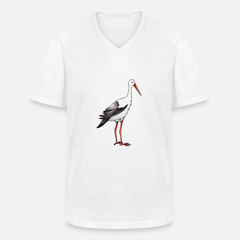 Storchvogel - Männer-T-Shirt mit V-Ausschnitt - Weiß